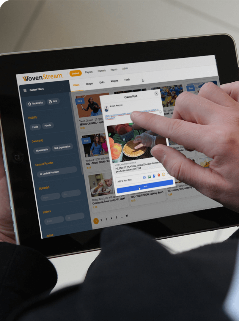 streaming video network on a touch screen