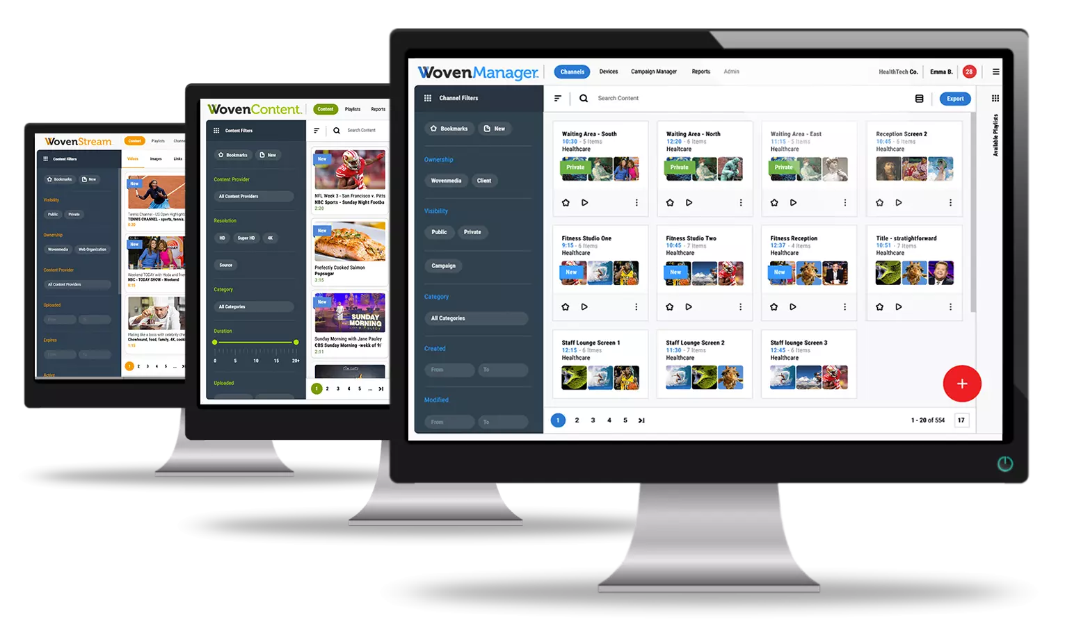 Wovenmanager, wovencontent and wovenstream digital signage solution platforms