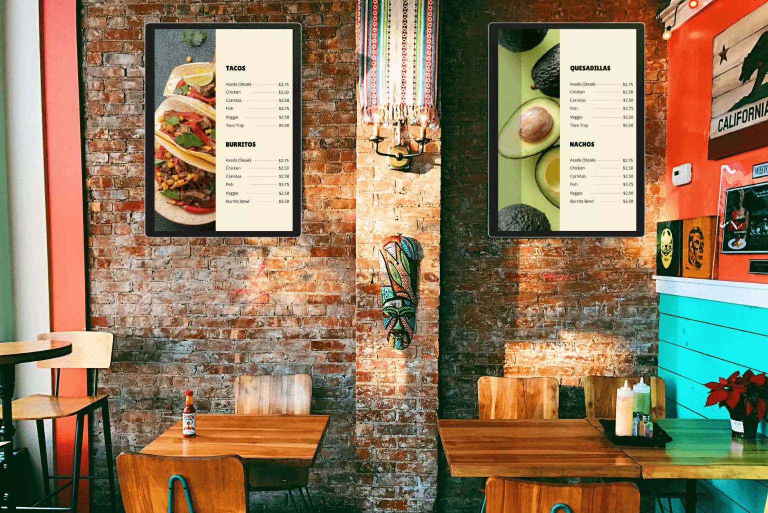 restaurant digital signage. digital menu boards used