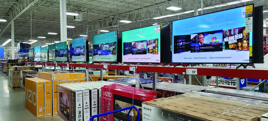 TV Wall at Sam's Club provided by Wovenmedia