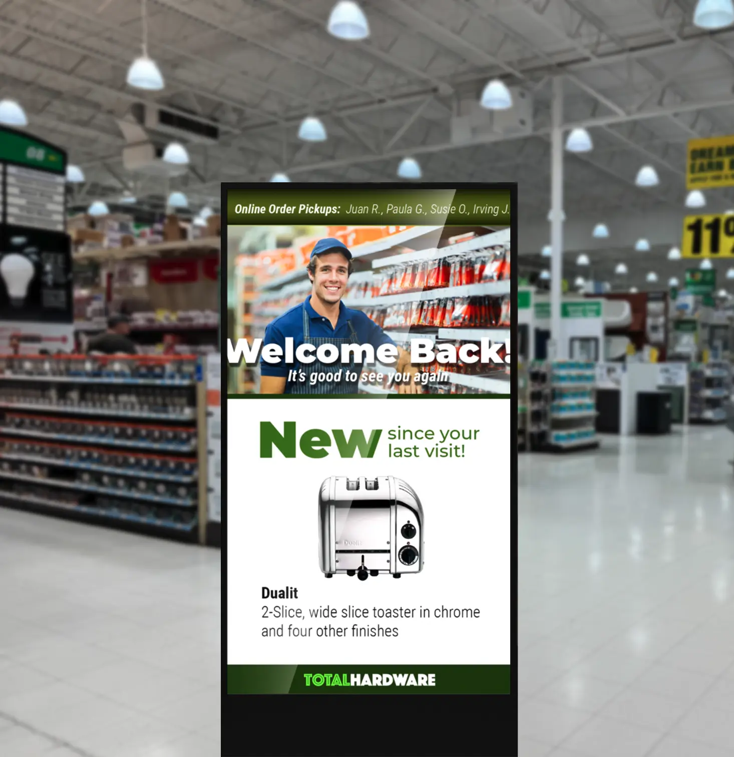 front of store screen with monetization in a home improvement store